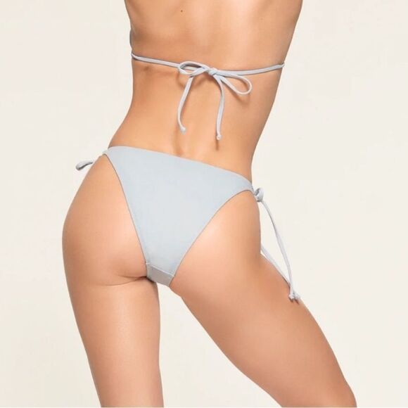 NWT SKIMS Denim Swim Dippy Tie Cheeky Bikini Swim Bottom In Light Blue - Picture 3 of 7